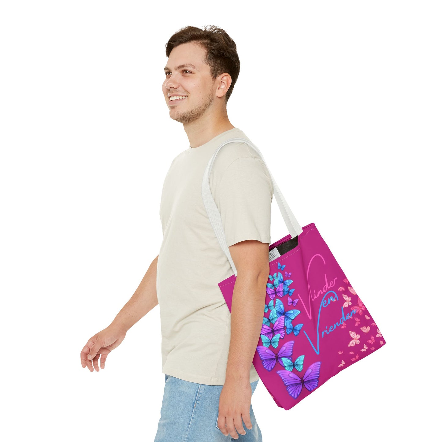 Tote Bag vlinder en vrienden pink