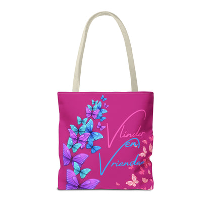 Tote Bag vlinder en vrienden pink