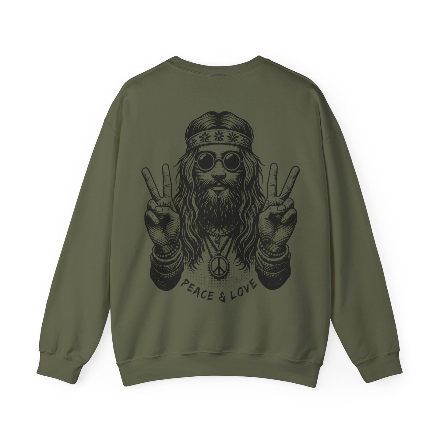 Peace & Love Crewneck Sweatshirt — Retro Vibe Peaceful Graphic