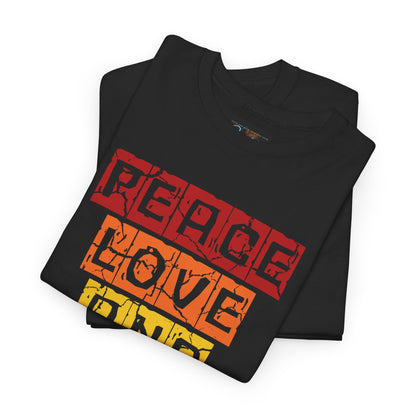 Peace Love and House Music T-Shirt — Unisex Heavy Cotton Tee