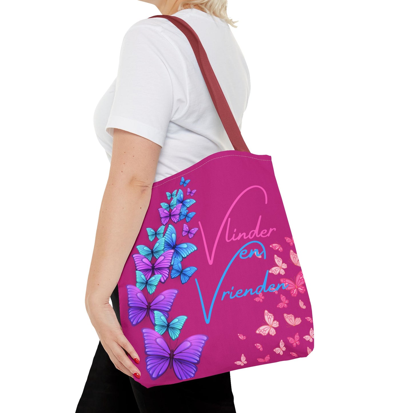 Tote Bag vlinder en vrienden pink
