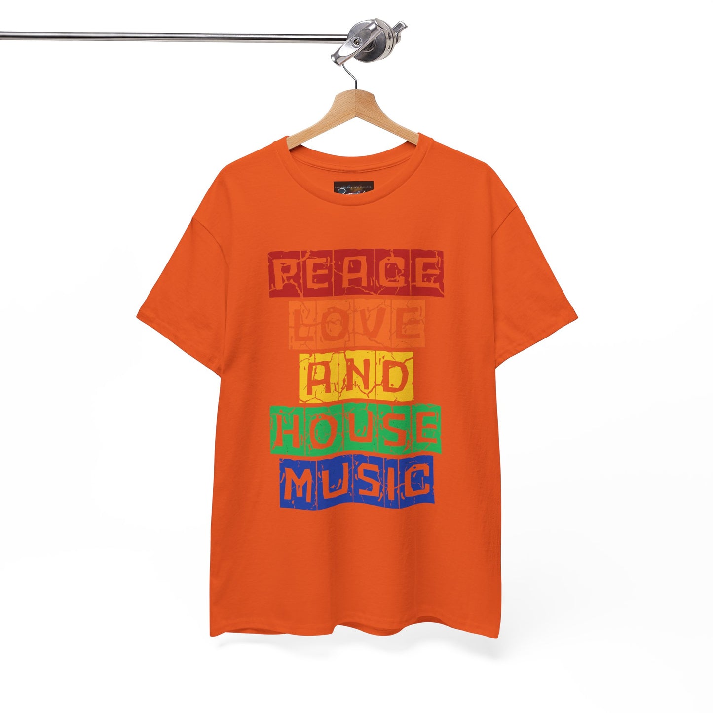 Peace Love and House Music T-Shirt — Unisex Heavy Cotton Tee