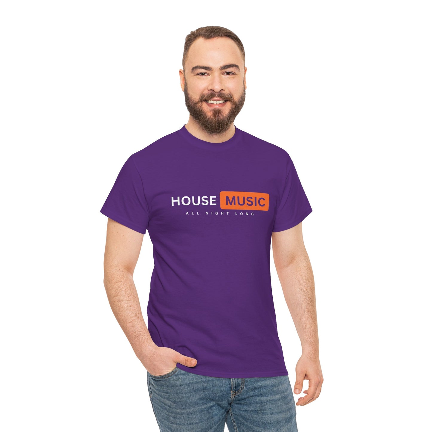 House music all night long hub T-Shirt — Unisex Heavy Cotton Tee