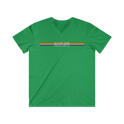 Gaylife - rainbow - Fitted V-Neck Short Sleeve Tee - 8