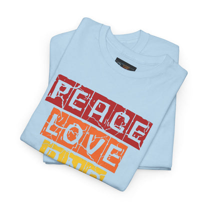 Peace Love and House Music T-Shirt — Unisex Heavy Cotton Tee