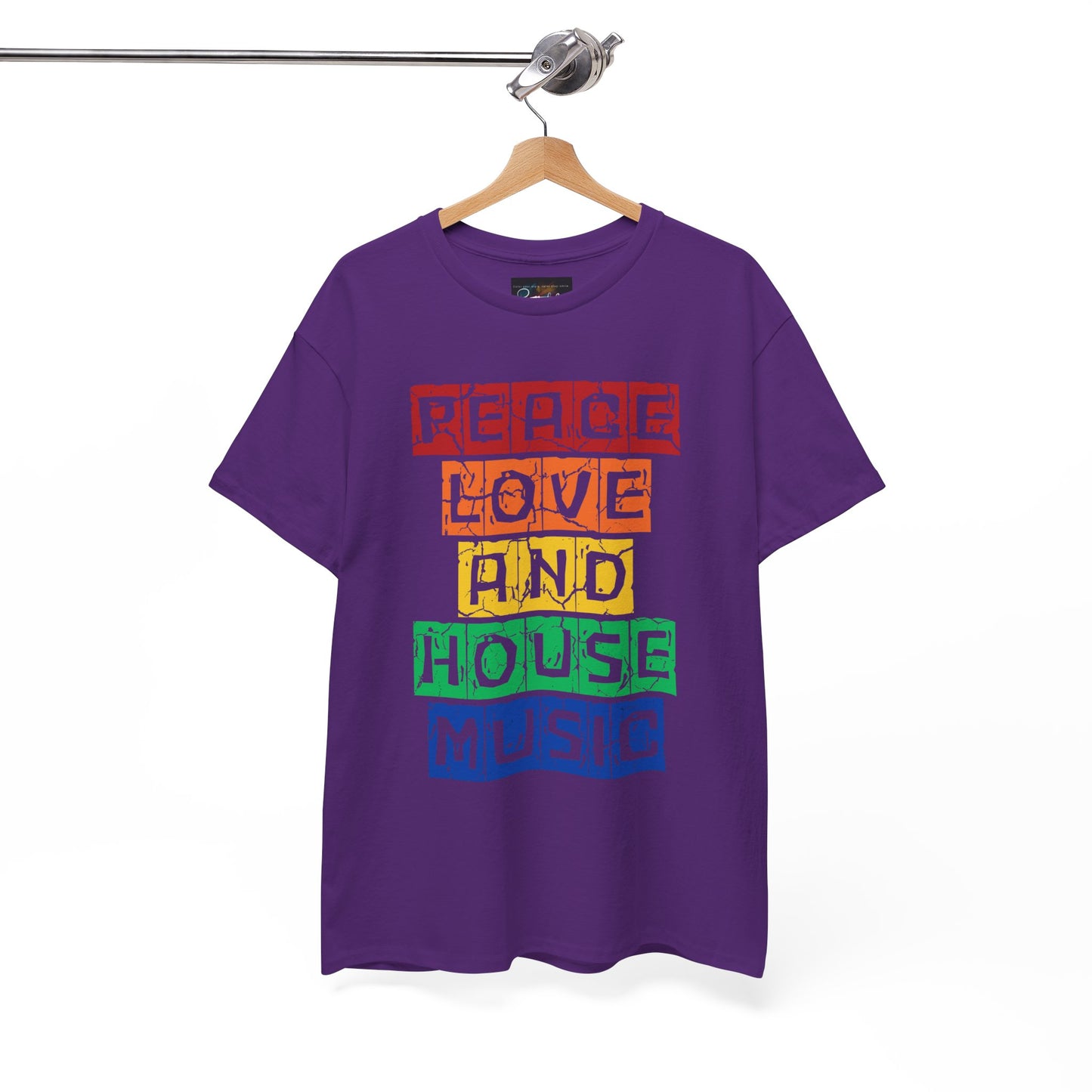 Peace Love and House Music T-Shirt — Unisex Heavy Cotton Tee