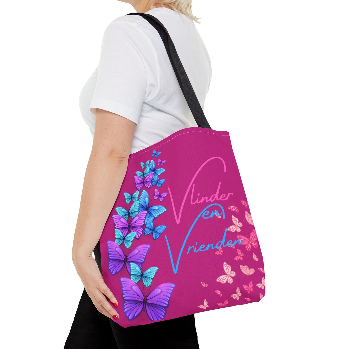 Tote Bag vlinder en vrienden pink