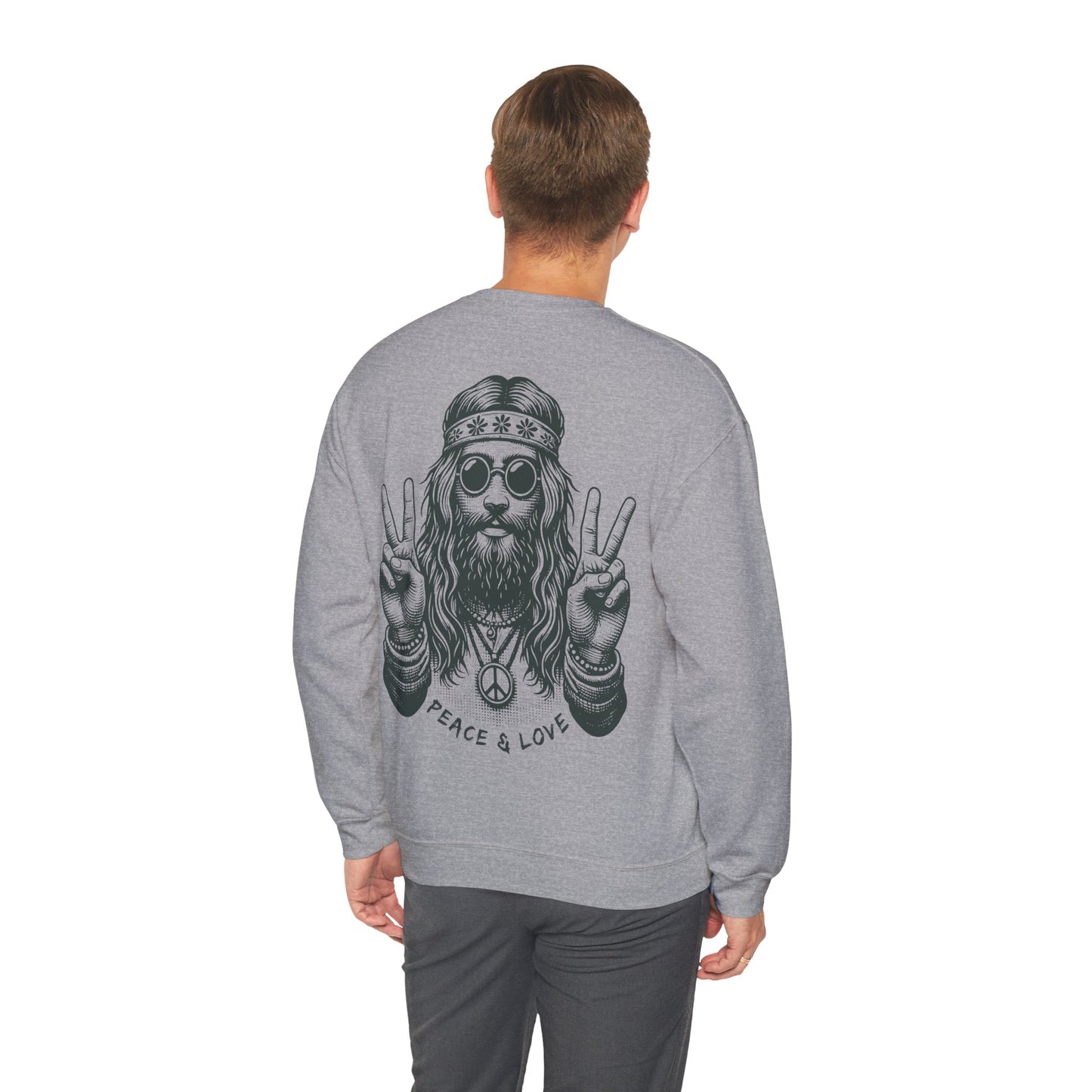 Peace & Love Crewneck Sweatshirt — Retro Vibe Peaceful Graphic