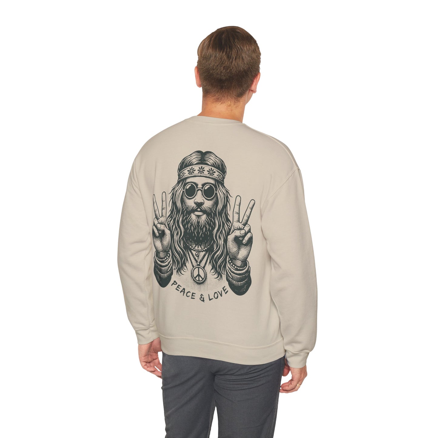 Peace & Love Crewneck Sweatshirt — Retro Vibe Peaceful Graphic