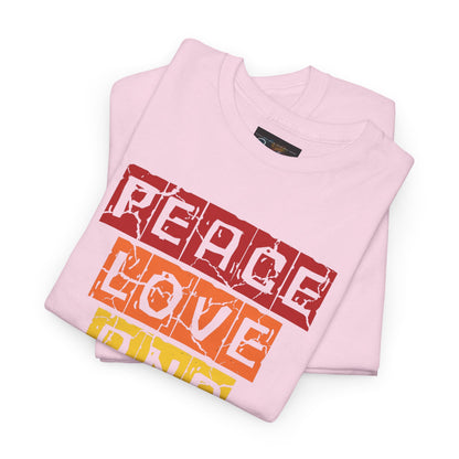 Peace Love and House Music T-Shirt — Unisex Heavy Cotton Tee