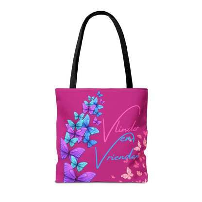 Tote Bag vlinder en vrienden pink