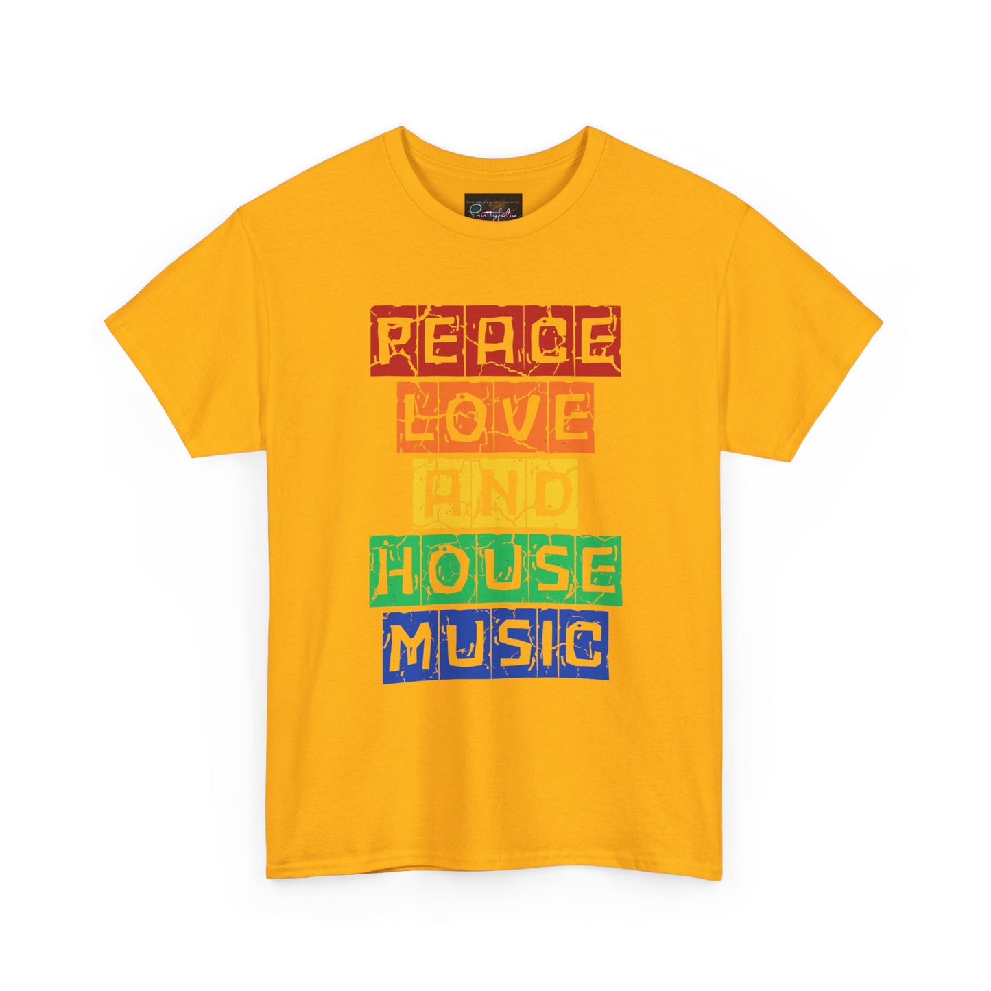 Peace Love and House Music T-Shirt — Unisex Heavy Cotton Tee