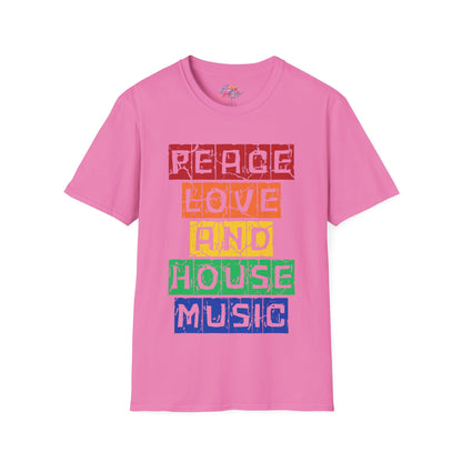 House music - Peace love - Unisex Softstyle T-Shirt