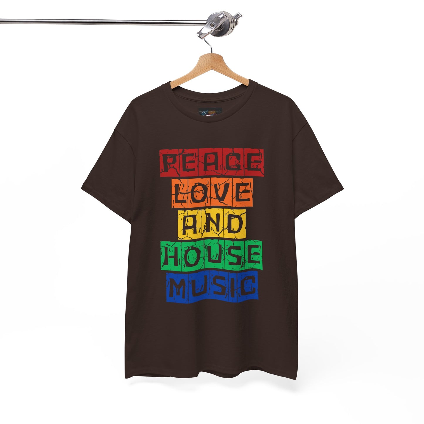 Peace Love and House Music T-Shirt — Unisex Heavy Cotton Tee