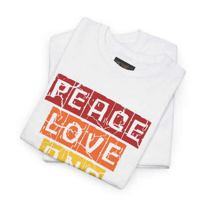 Peace Love and House Music T-Shirt — Unisex Heavy Cotton Tee