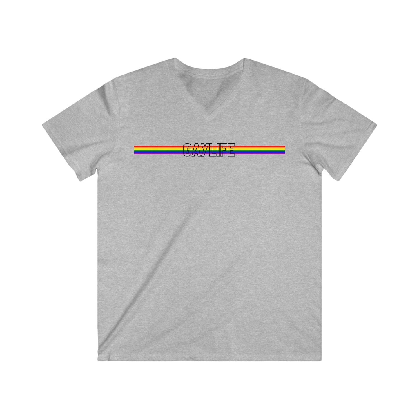 Gaylife - rainbow - Fitted V-Neck Short Sleeve Tee - 8