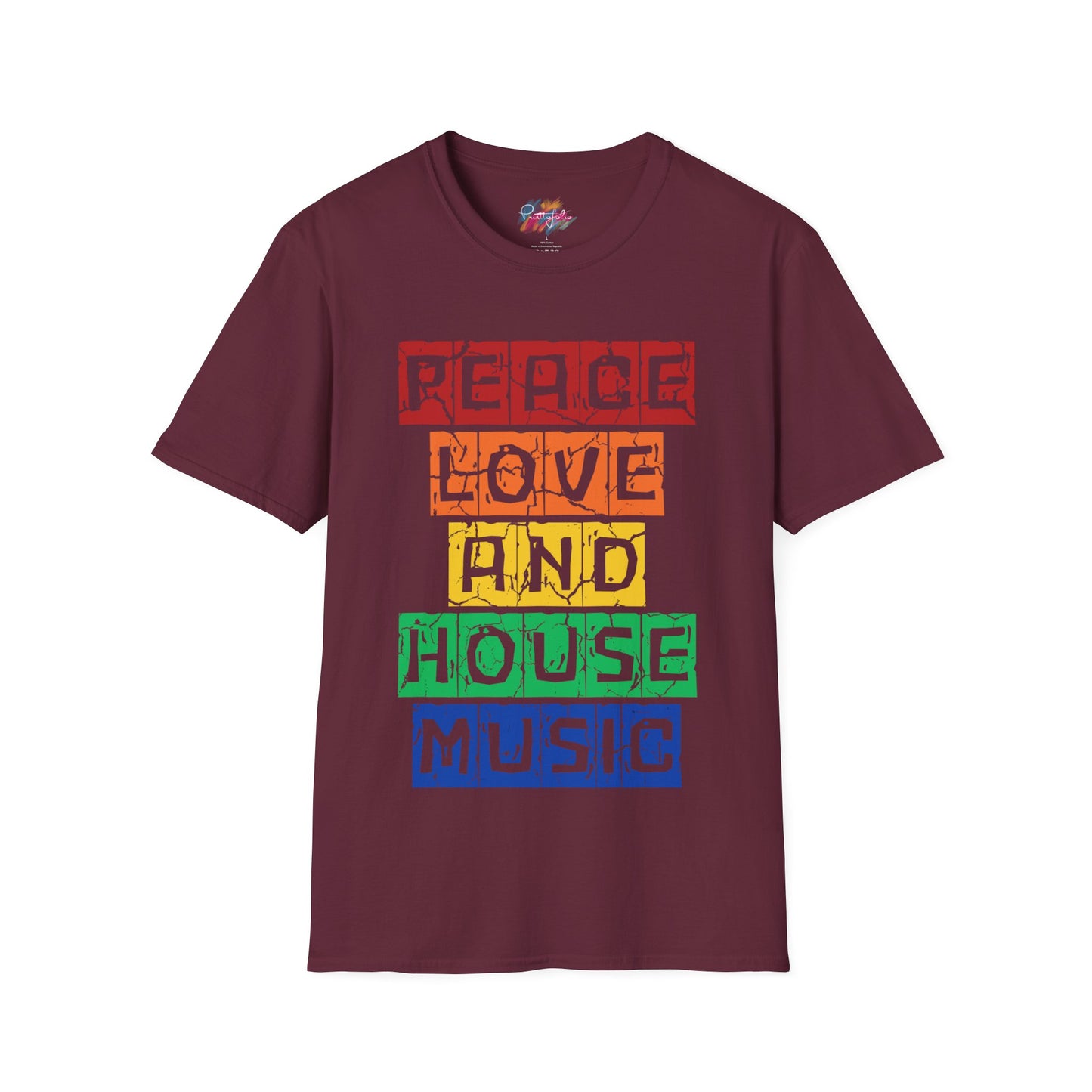 House music - Peace love - Unisex Softstyle T-Shirt