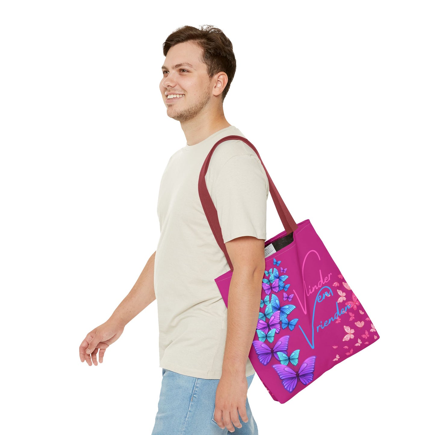 Tote Bag vlinder en vrienden pink