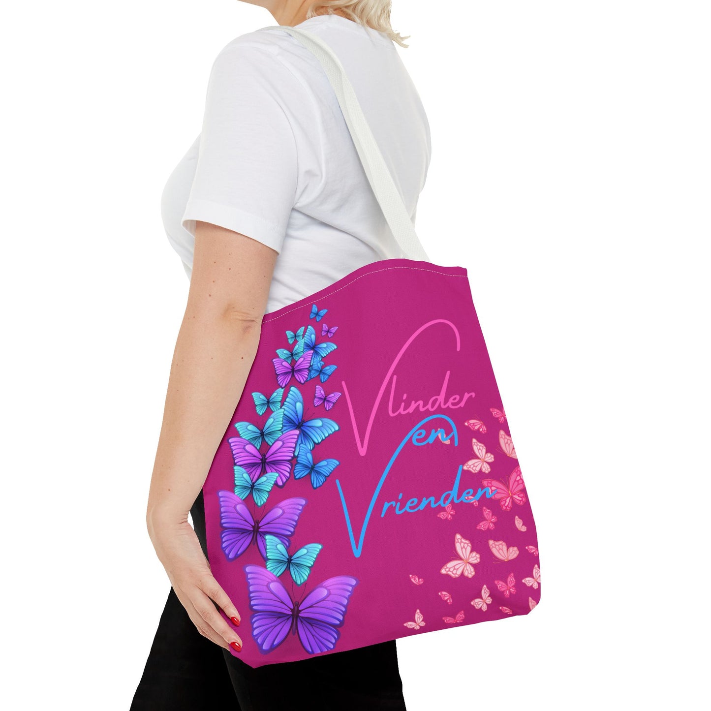 Tote Bag vlinder en vrienden pink
