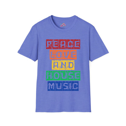 House music - Peace love - Unisex Softstyle T-Shirt