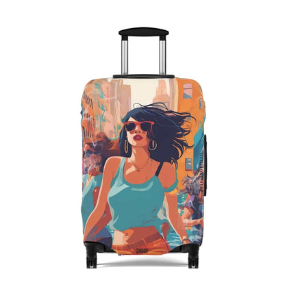 The fun girl suitcase protector.