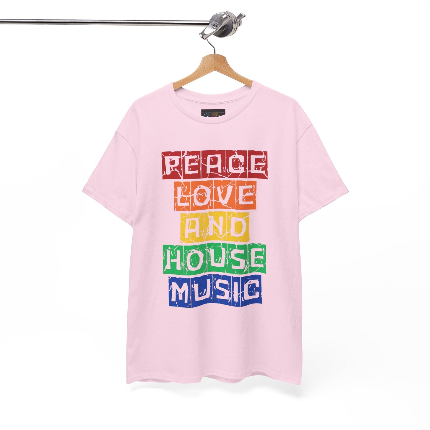 Peace Love and House Music T-Shirt — Unisex Heavy Cotton Tee