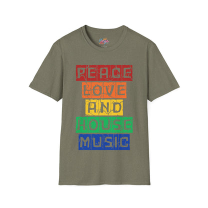 House music - Peace love - Unisex Softstyle T-Shirt