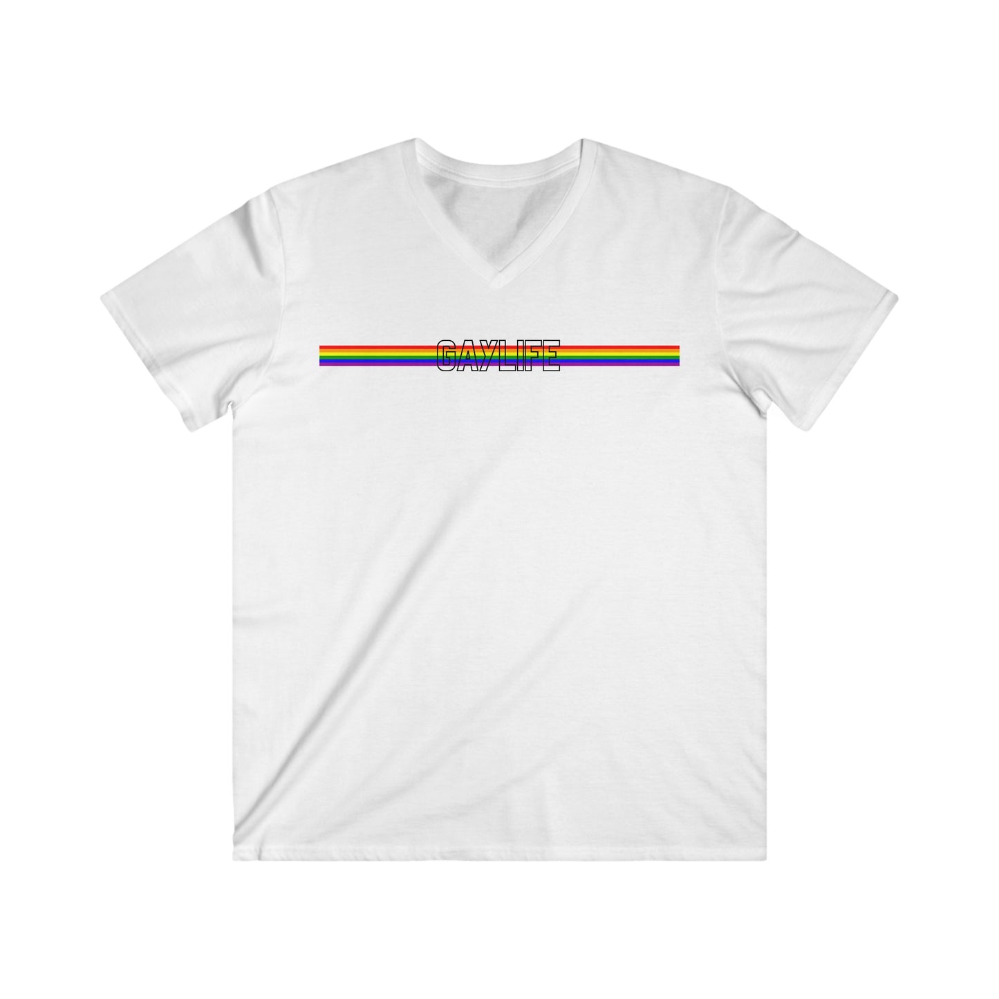 Gaylife - rainbow - Fitted V-Neck Short Sleeve Tee - 8