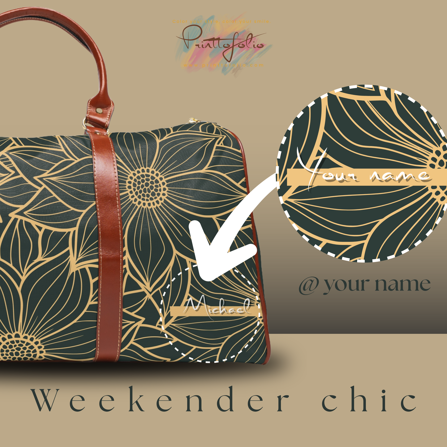 boho flower collection green