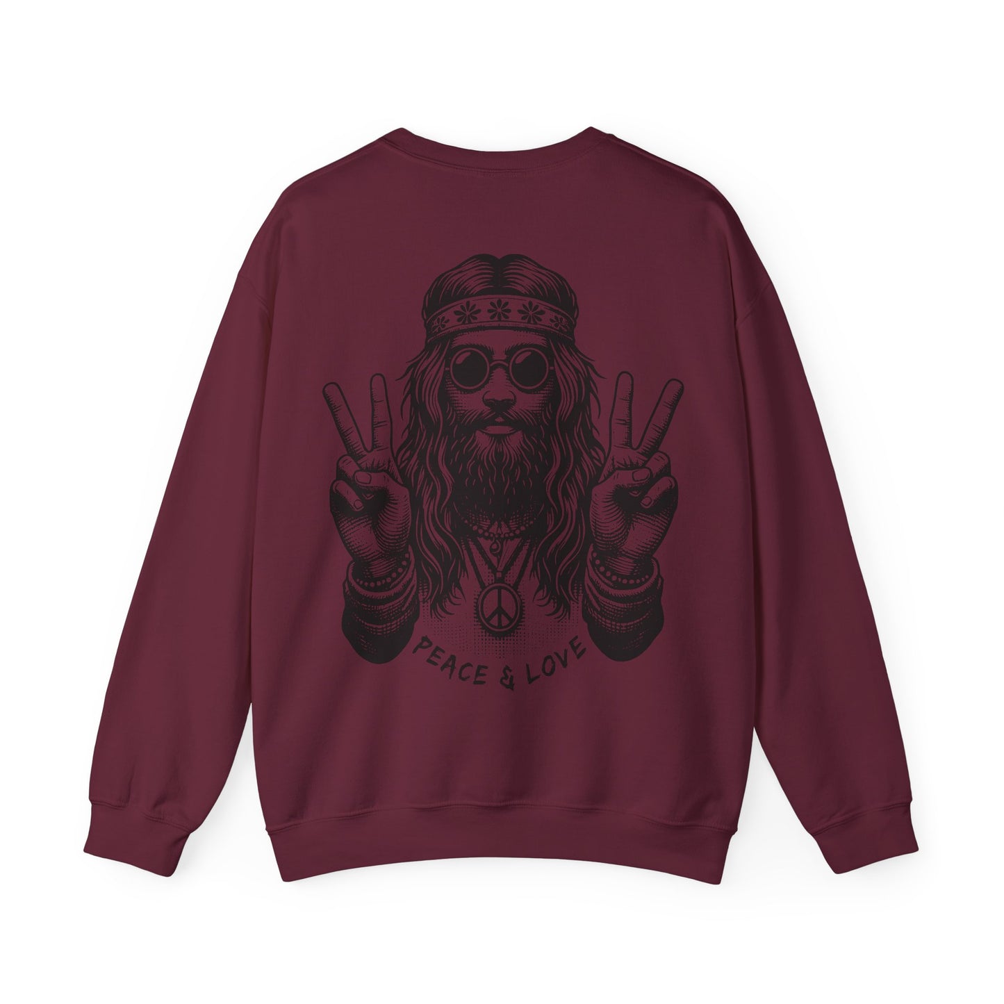 Peace & Love Crewneck Sweatshirt — Retro Vibe Peaceful Graphic