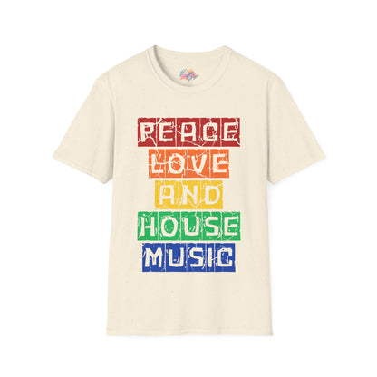 House music - Peace love - Unisex Softstyle T-Shirt