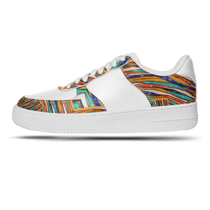 Abstract art white half sneakers.