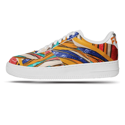 Abstract art white sneakers.