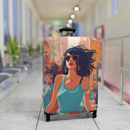 The fun girl suitcase protector.