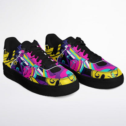 Custom Graffiti Sneakers | Graffiti Themed Sneakers | Pu Leather Sneakers for Men & Women | Casual Black Low Sneakers