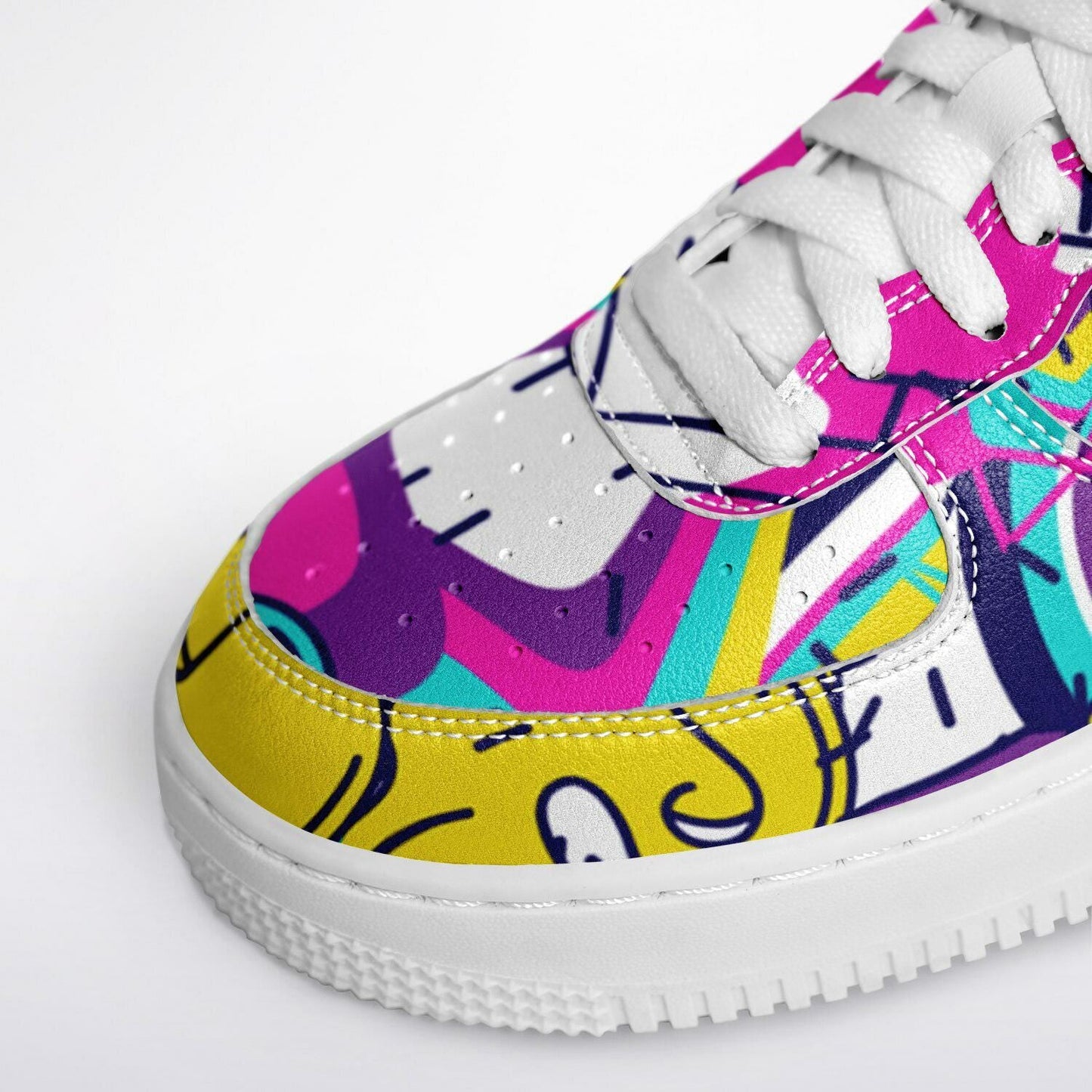 Custom Casual Sneakers | Custom Graffiti Sneakers | Graffiti White Low Top Sneakers | Pu Leather Sneakers for Men & Women