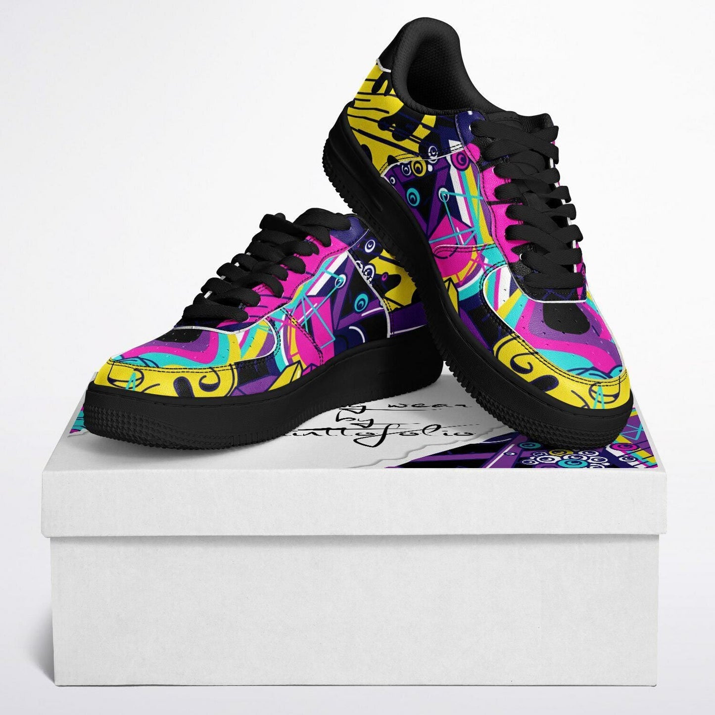 Custom Graffiti Sneakers | Graffiti Themed Sneakers | Pu Leather Sneakers for Men & Women | Casual Black Low Sneakers