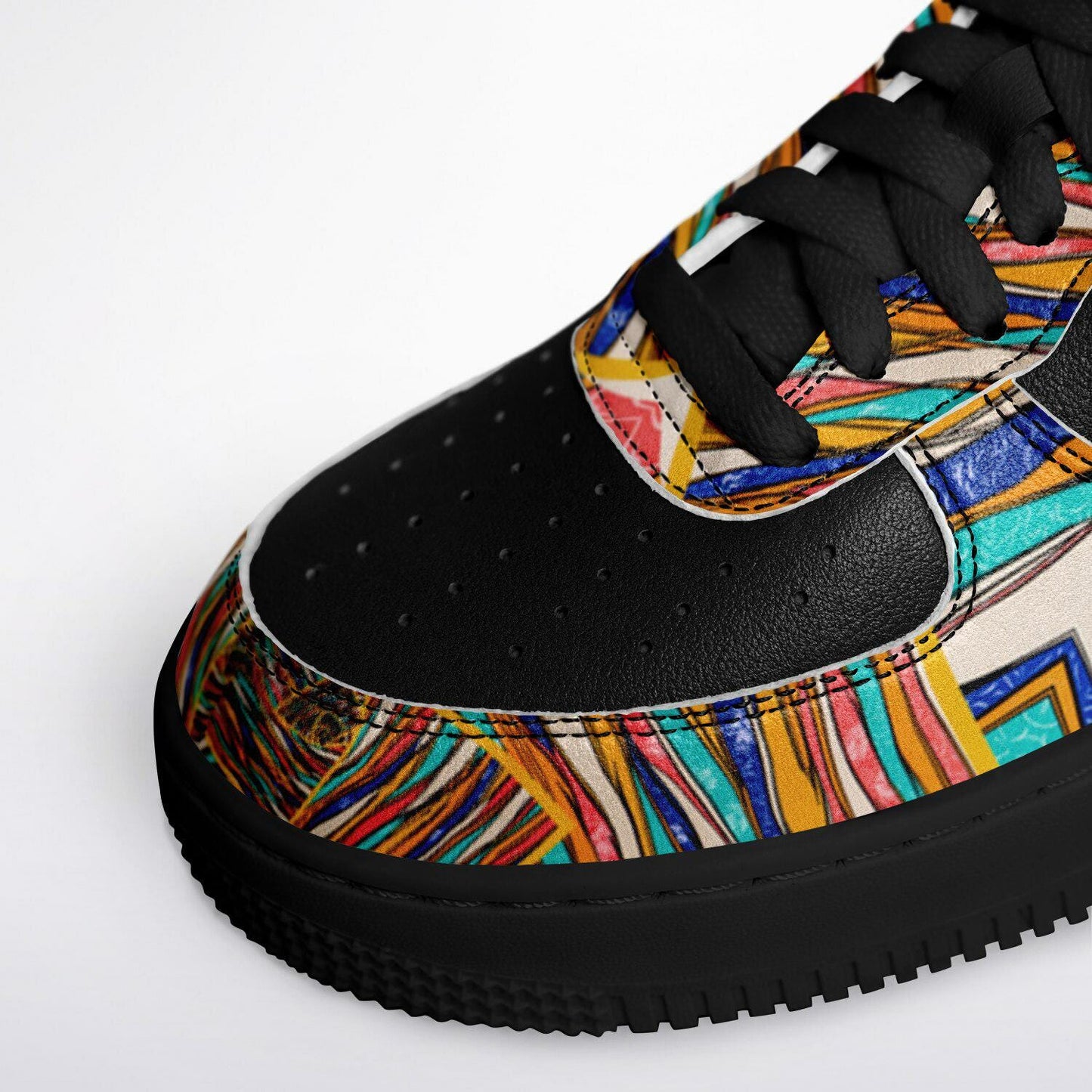 Custom Abstract Art Sneakers | Casual Black Low Sneakers | Pu Leather Sneakers for Men & Women | Unisex Abstract Sneakers