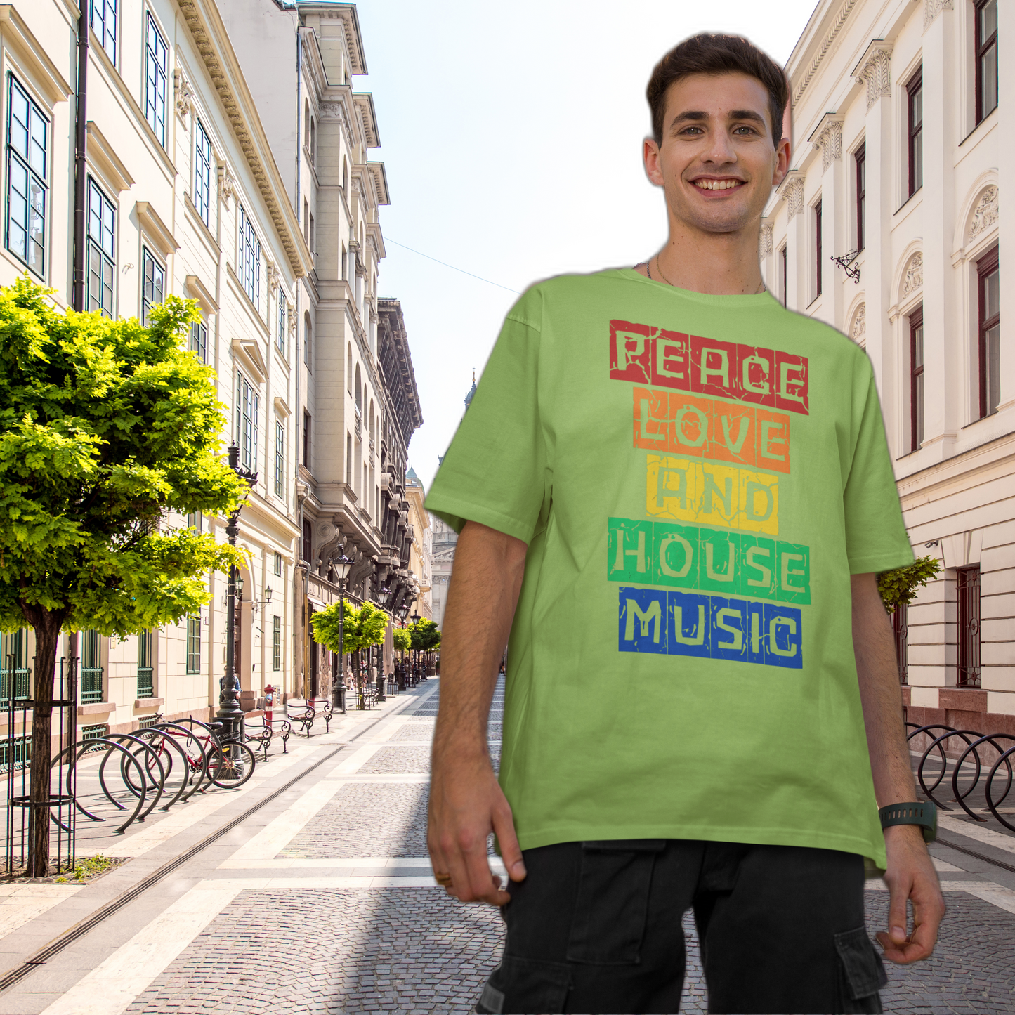 House music - Peace love - Unisex Softstyle T-Shirt